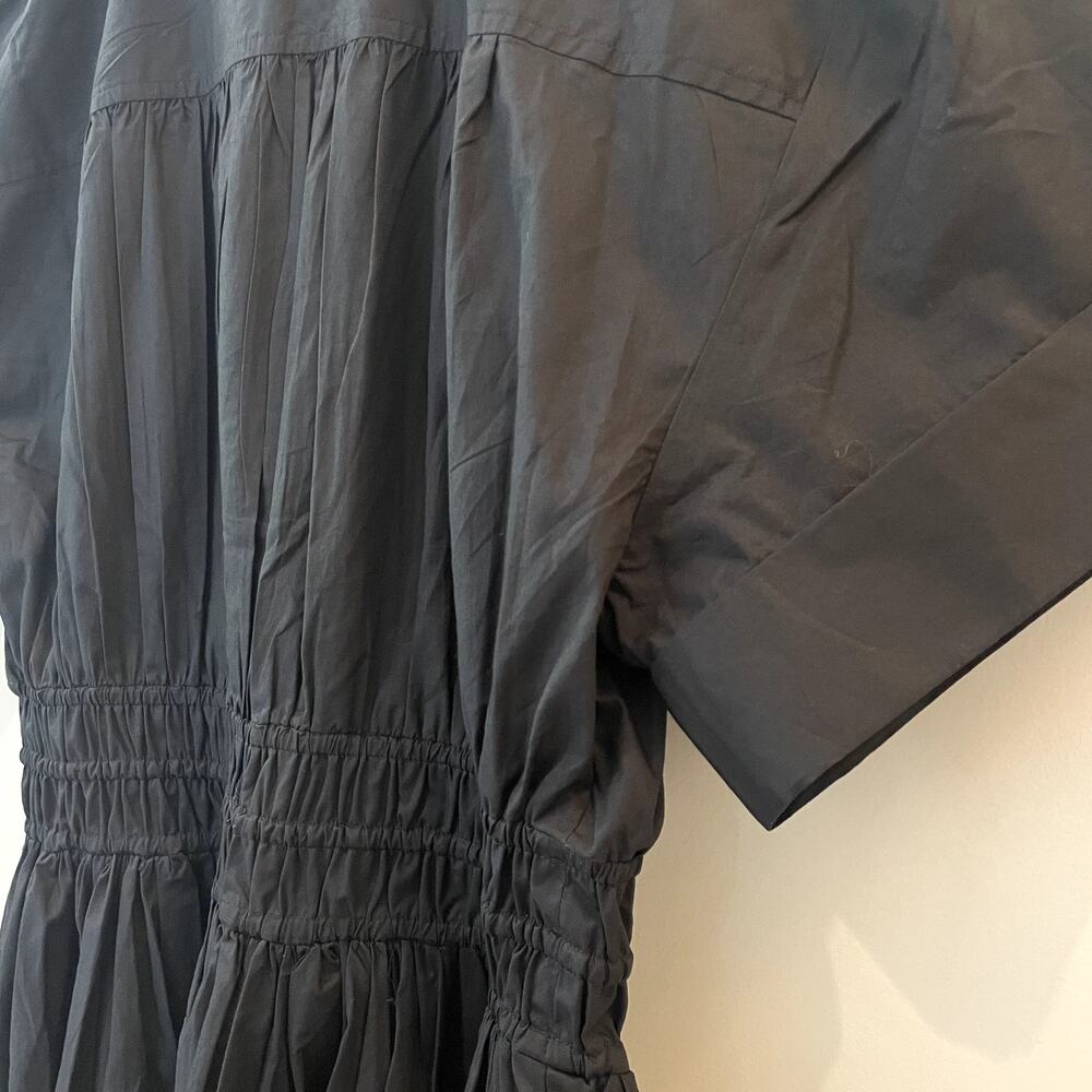 J.Crew Elena Shirtdress Cotton Poplin Midi Short Sleeves Vacation BY832 Black 6 - Picture 9 of 16